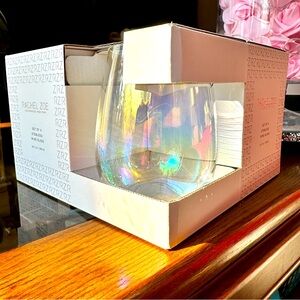 NWT Rachel Zoe Iridescent Stemless Wine Glasses - Set of 4 - 20.7 oz